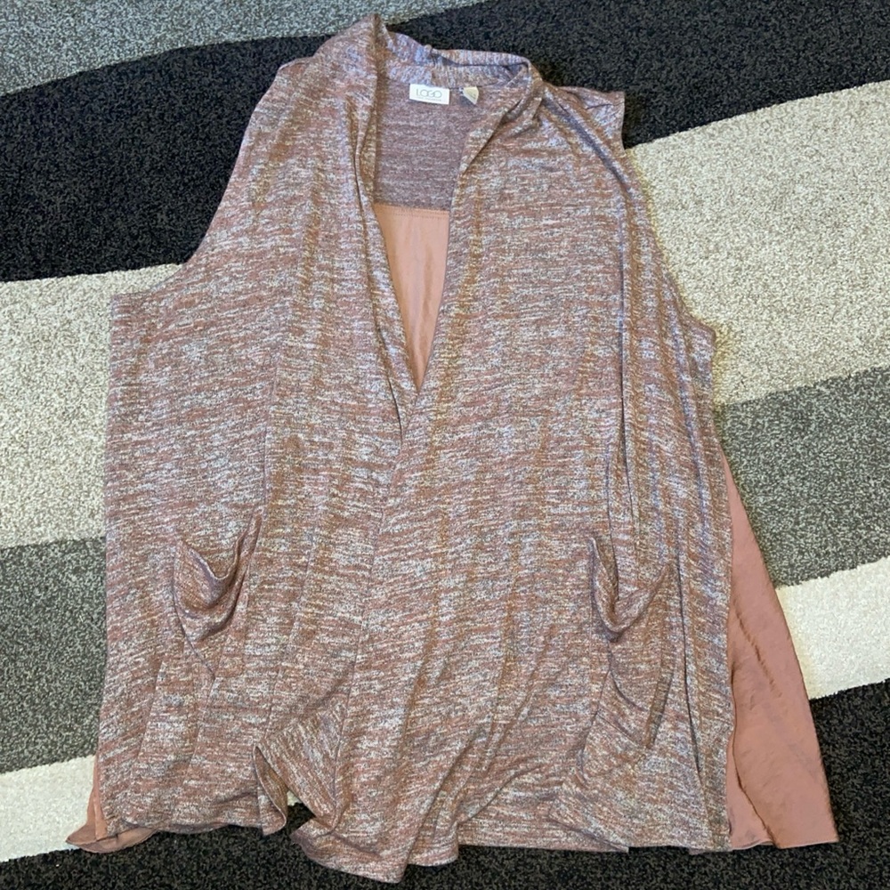 LOGO By Lori Goldstein Copper Eyelet Boho Long Vest Size XL